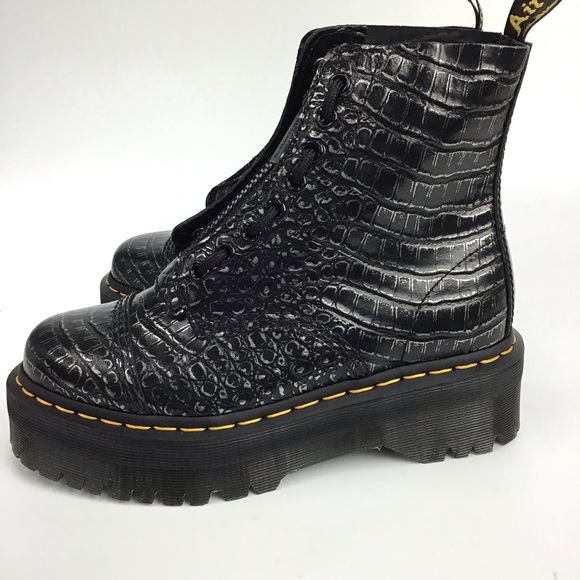 Dr. Martens Sinclair Croc Embossed Platform Boots - Picture 4 of 10